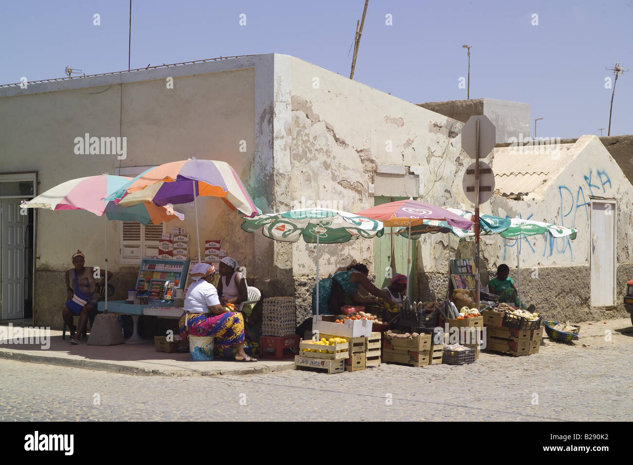 Street Market Santa Maria Island of Sal Cape Verde Islands Stock Photo