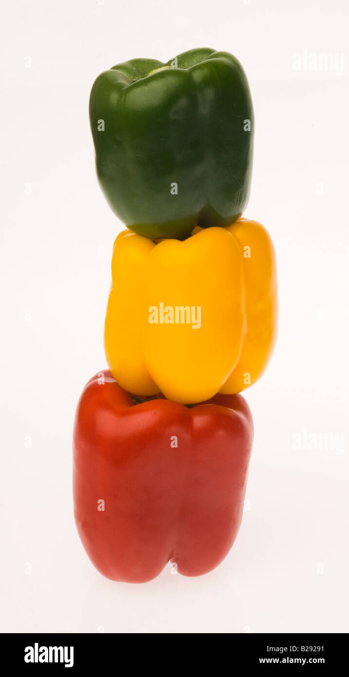 yellow  red green  bell pepper capsicum annum Stock Photo