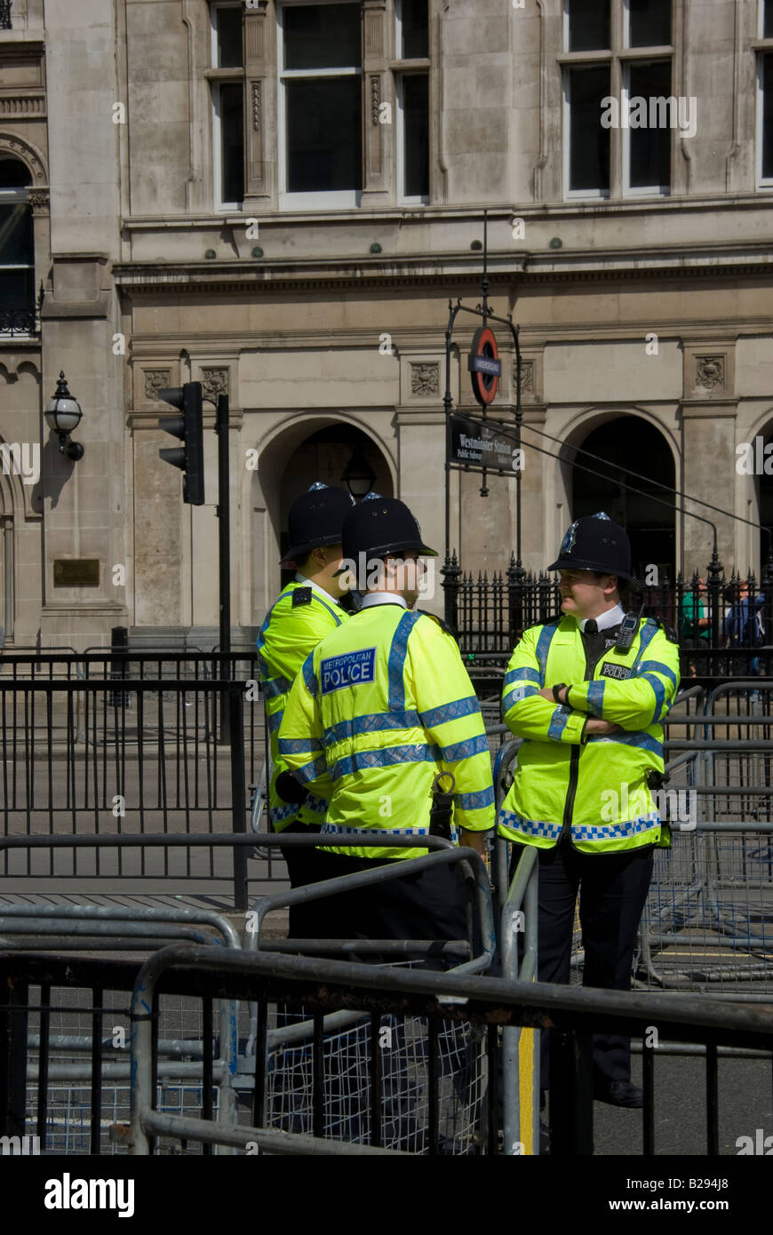 A group of metropolitan police officers chatting near Westminster Stock Photo
