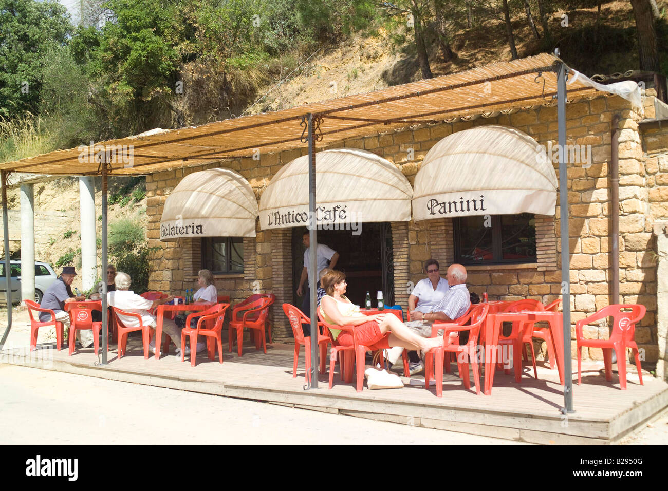 Cafe at Villa Romana del Casale near Piazza Armerina Sicily Stock Photo