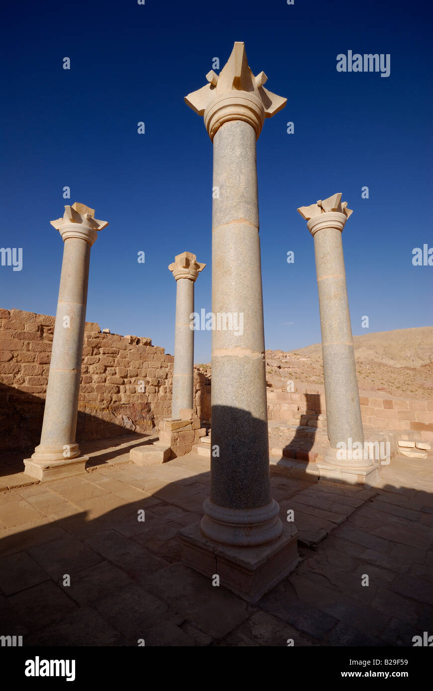 columns of a church in  Nabataean ancient town Petra, Jordan, Arabia Stock Photo