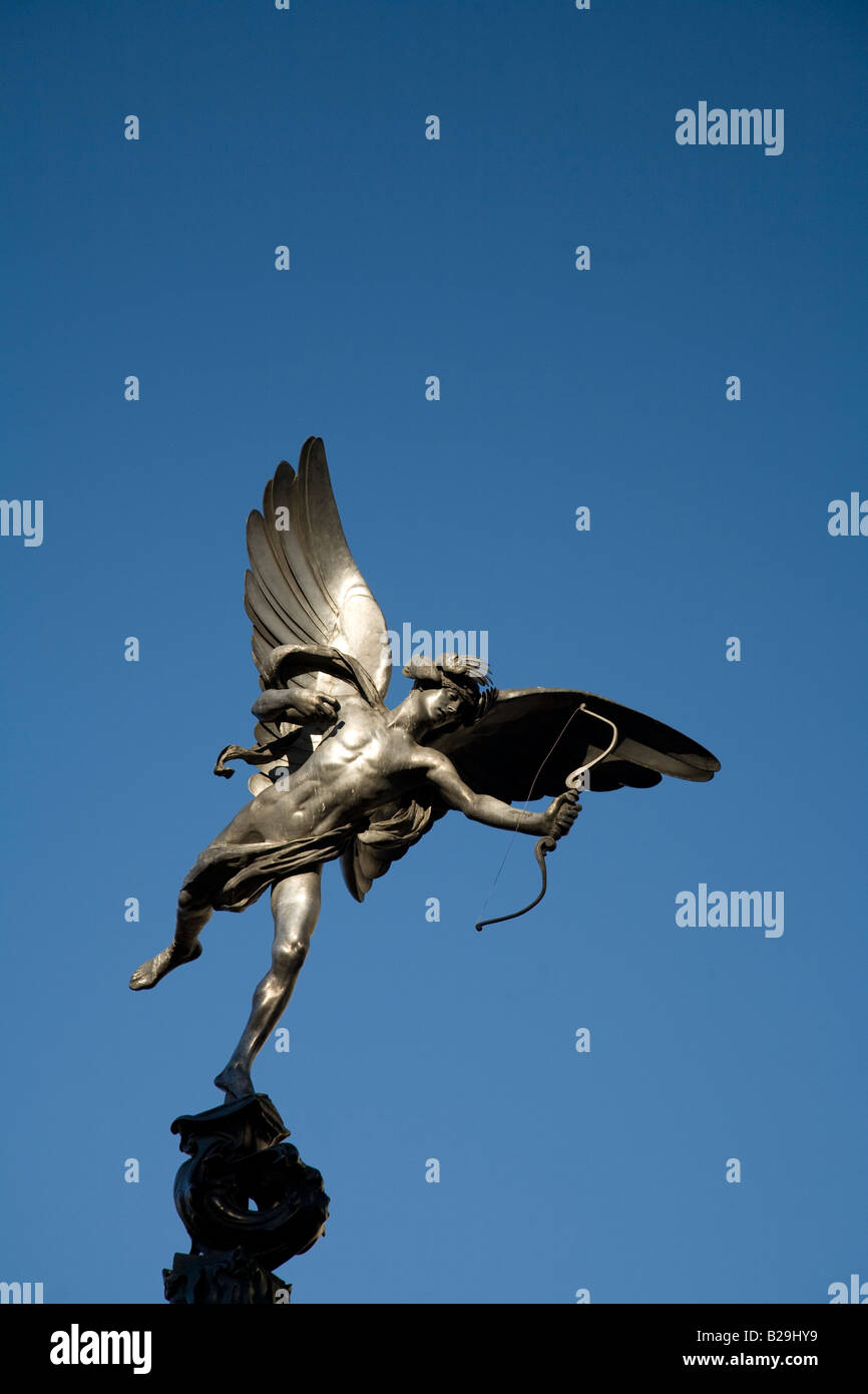 The statue of eros on the Shaftesbury Memorial Fountain in Piccadilly