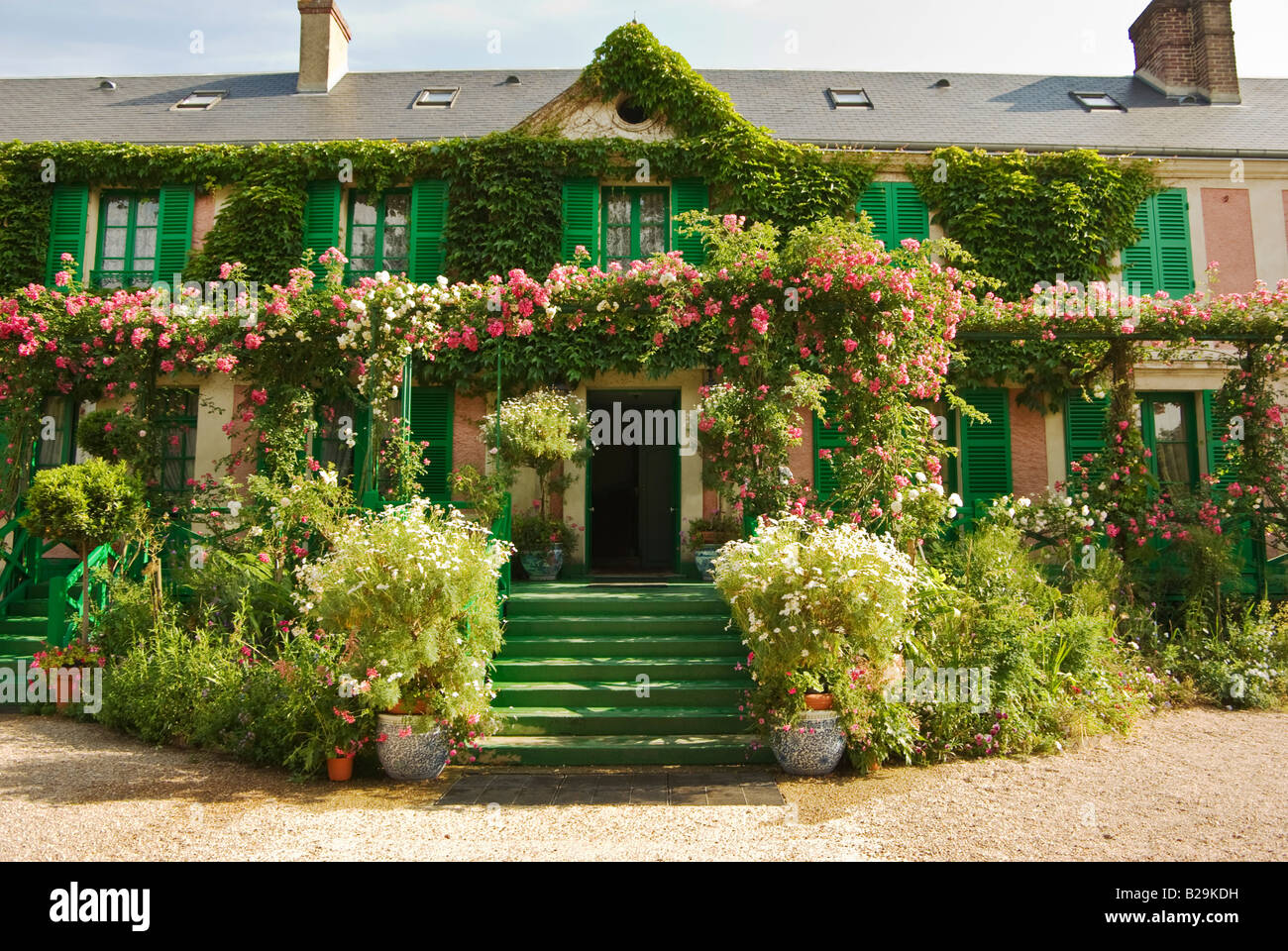 Claude Monet s House and steps in Giverny with flowers Stock Photo - Alamy