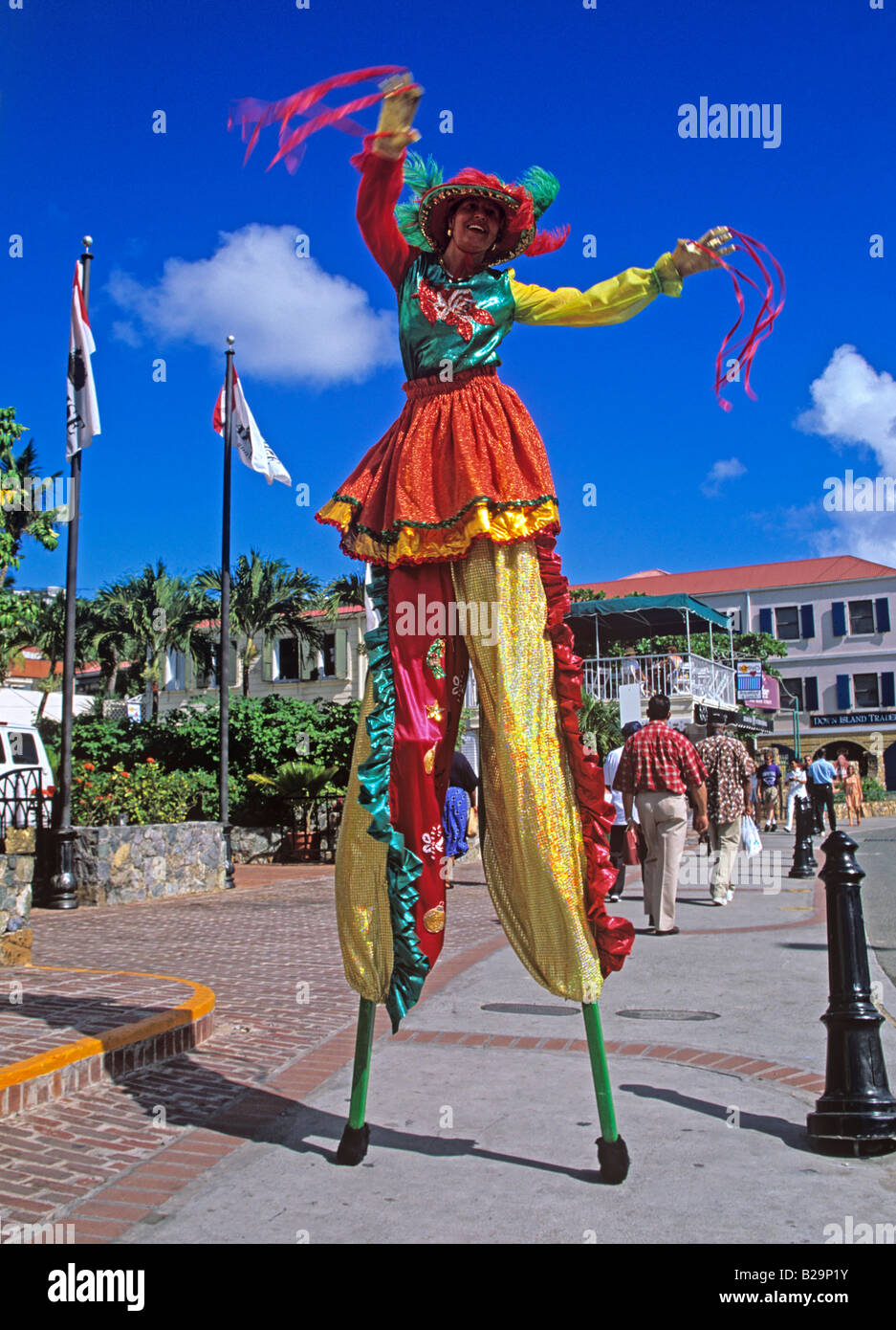 Mokie Jumbie Stilt Dancer Charlotte Amalie St Thomas US Virgin Islands Caribbean Stock Photo