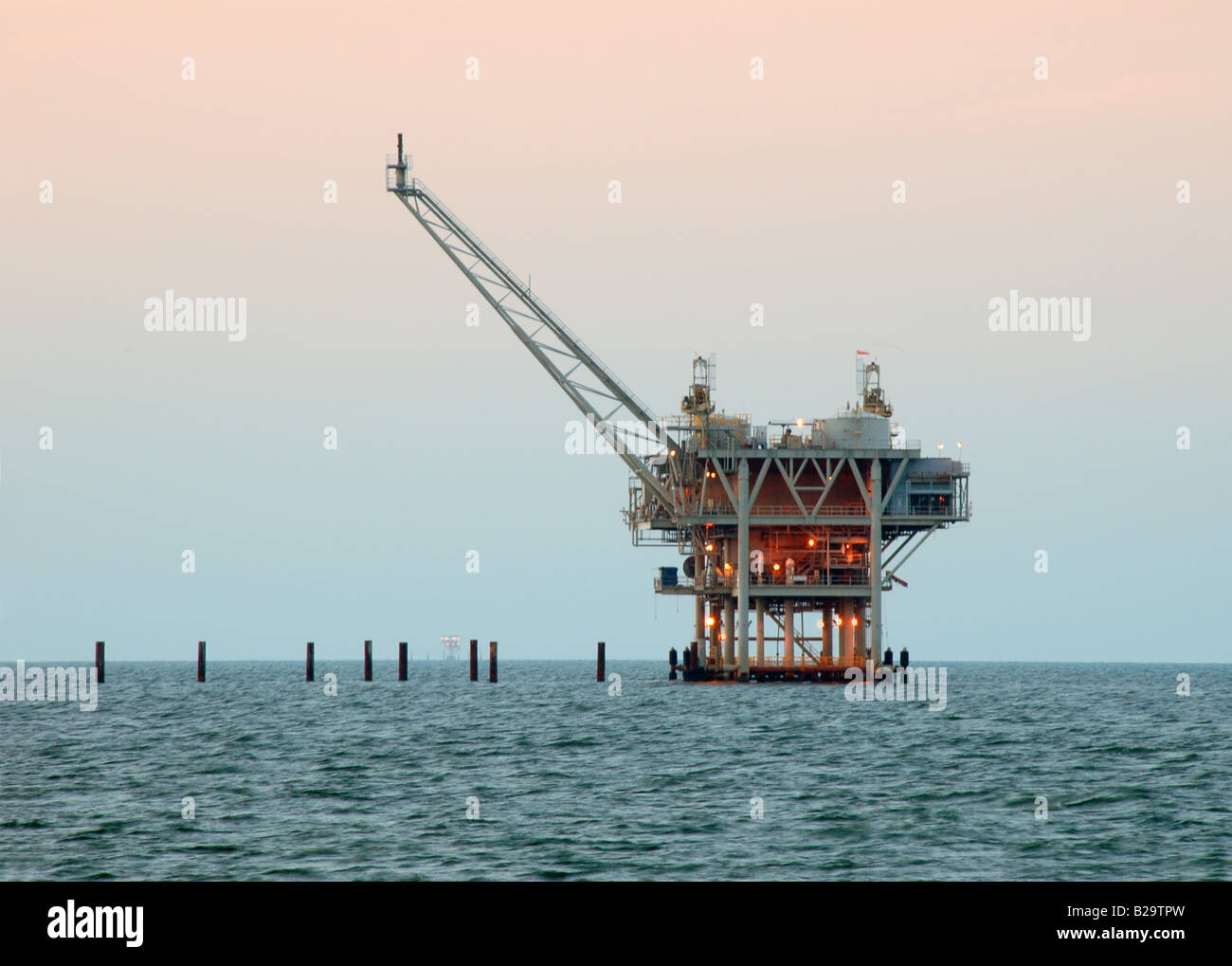 Drilling rig for oil and natural gas offshore Stock Photo