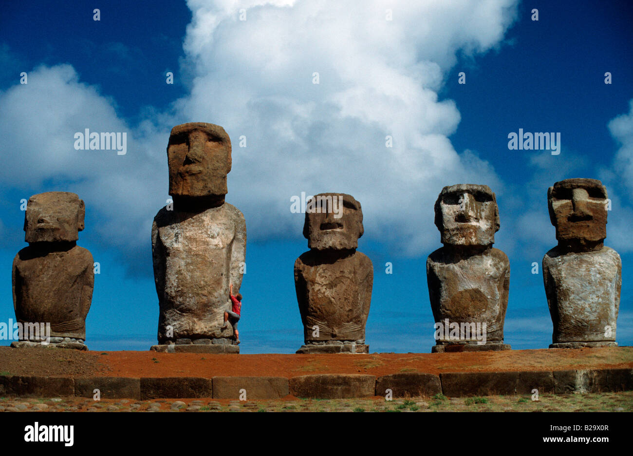 Moais on Easter Island Stock Photo