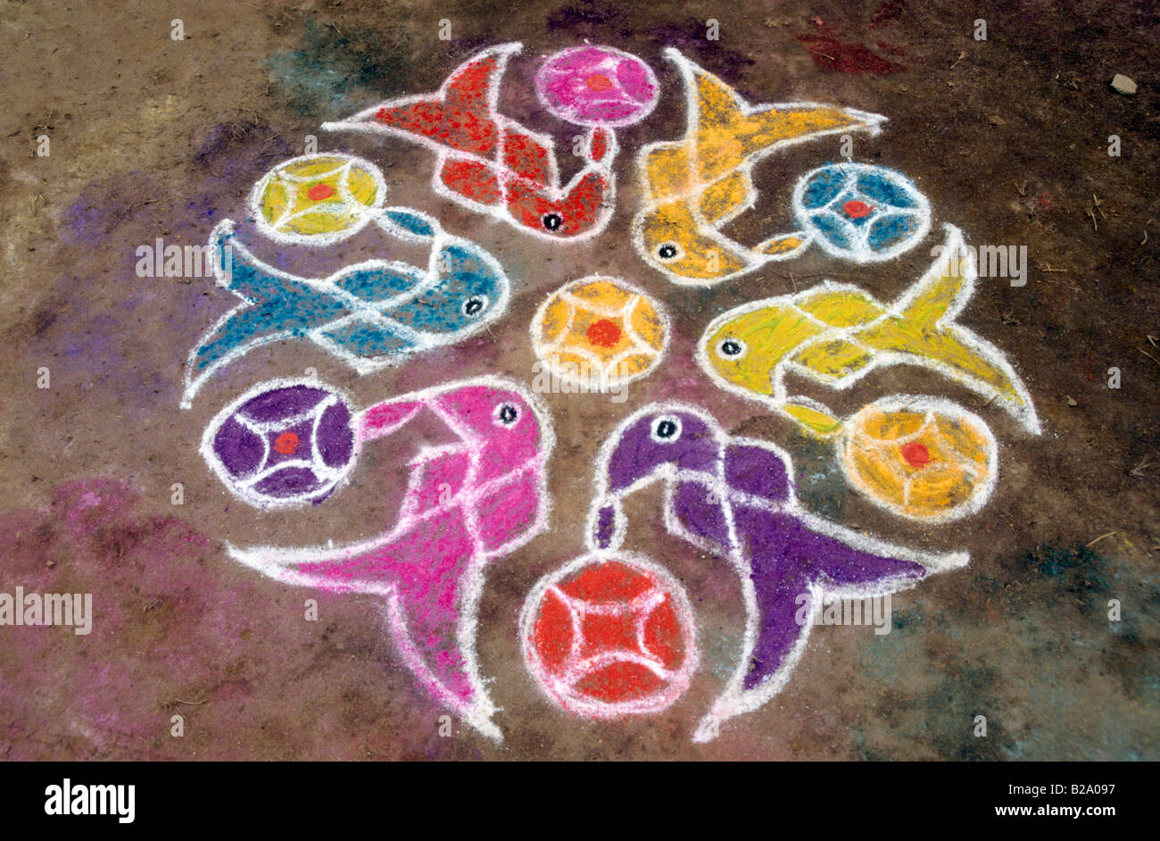 South India Tamil Nadu Pongal Festival Ceremonial House Entry Chalk