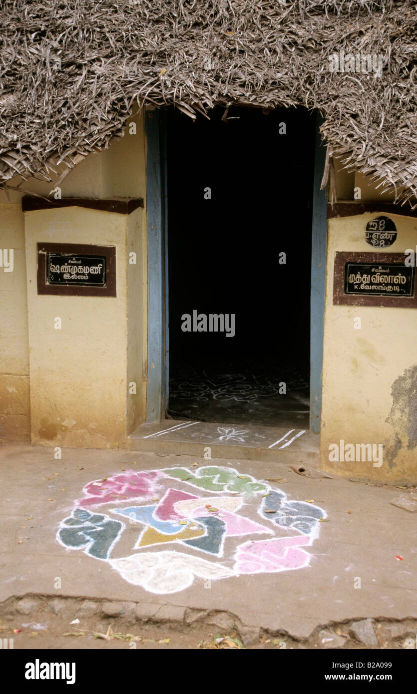 South India Tamil Nadu Pongal Festival Ceremonial House Entry Chalk