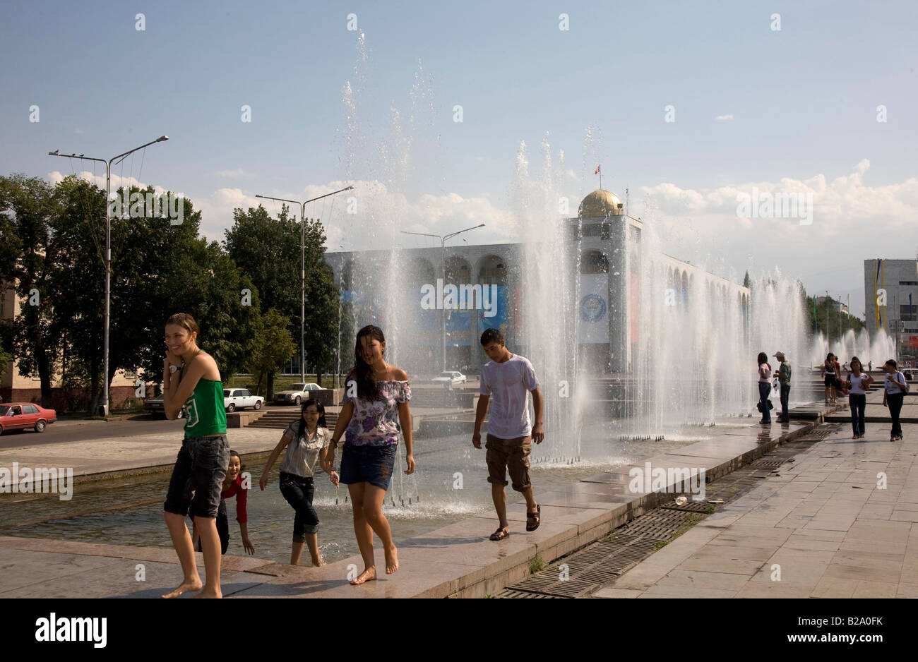 Silk Route Kyrgyzstan Bishkek Bishkek Fountain Stock Photo