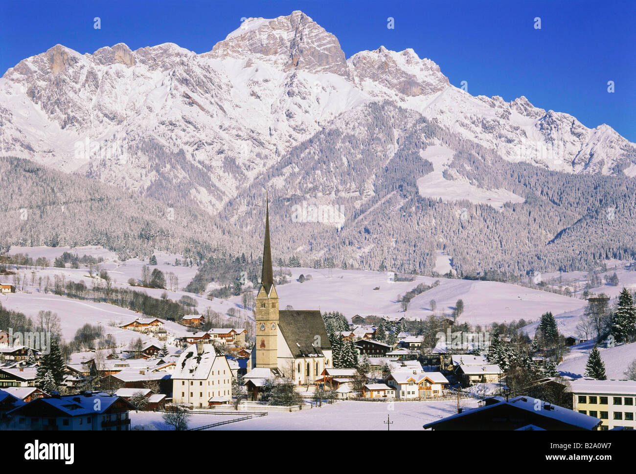 WINTER SPORTS Austria Salzburg Province Pinzgau Maria Alm Stock Photo