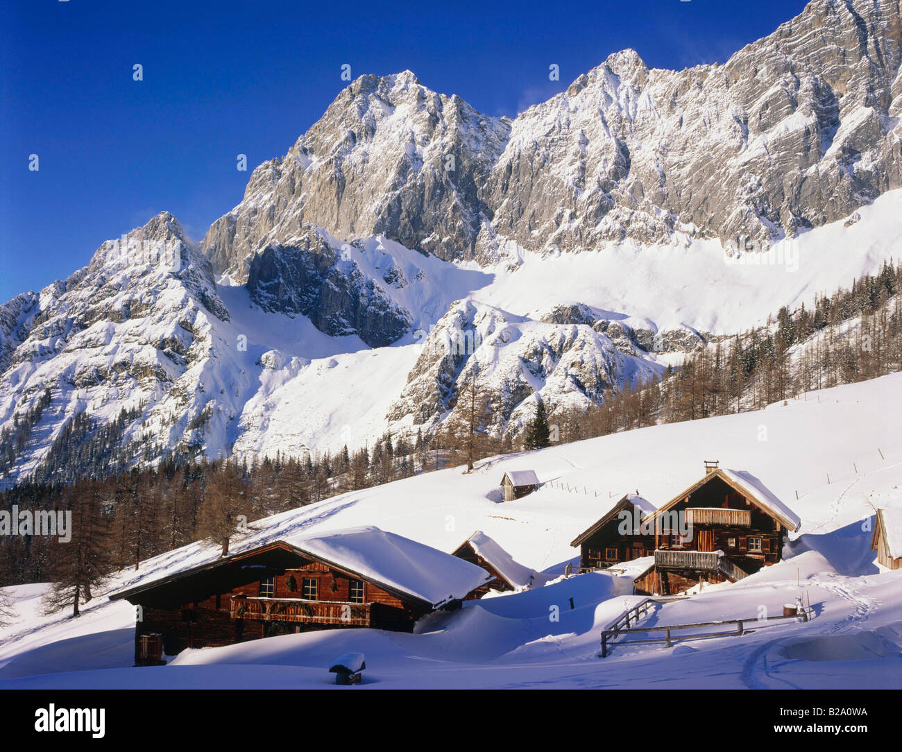 WINTER SPORTS Austria Ramsau the Dachstein Mountains Stock Photo