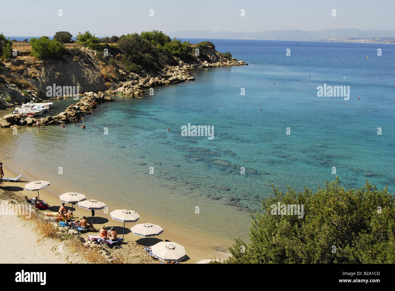 Pefkos Rhodes Greece main beach Stock Photo