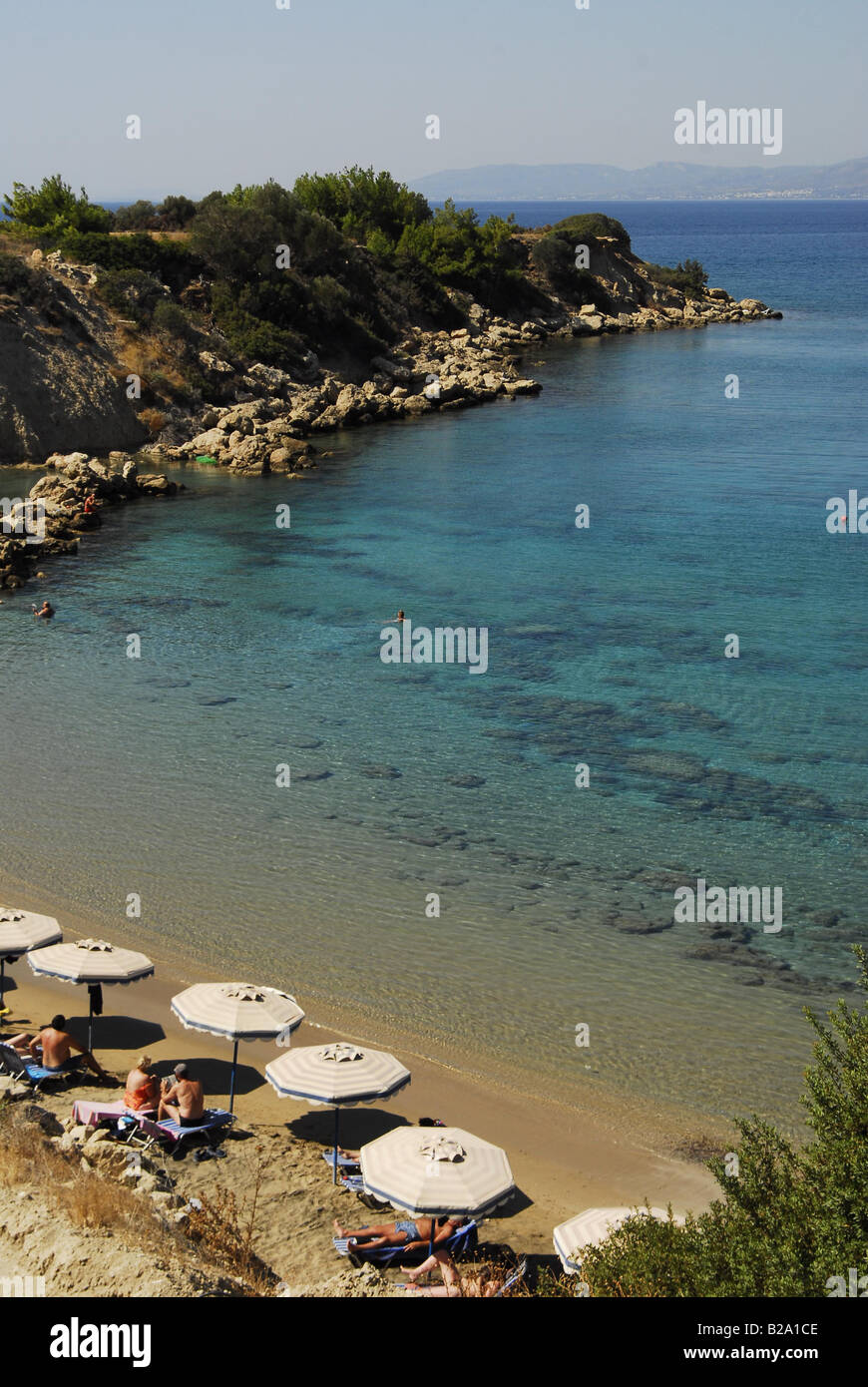 Pefkos Rhodes Greece main beach Stock Photo