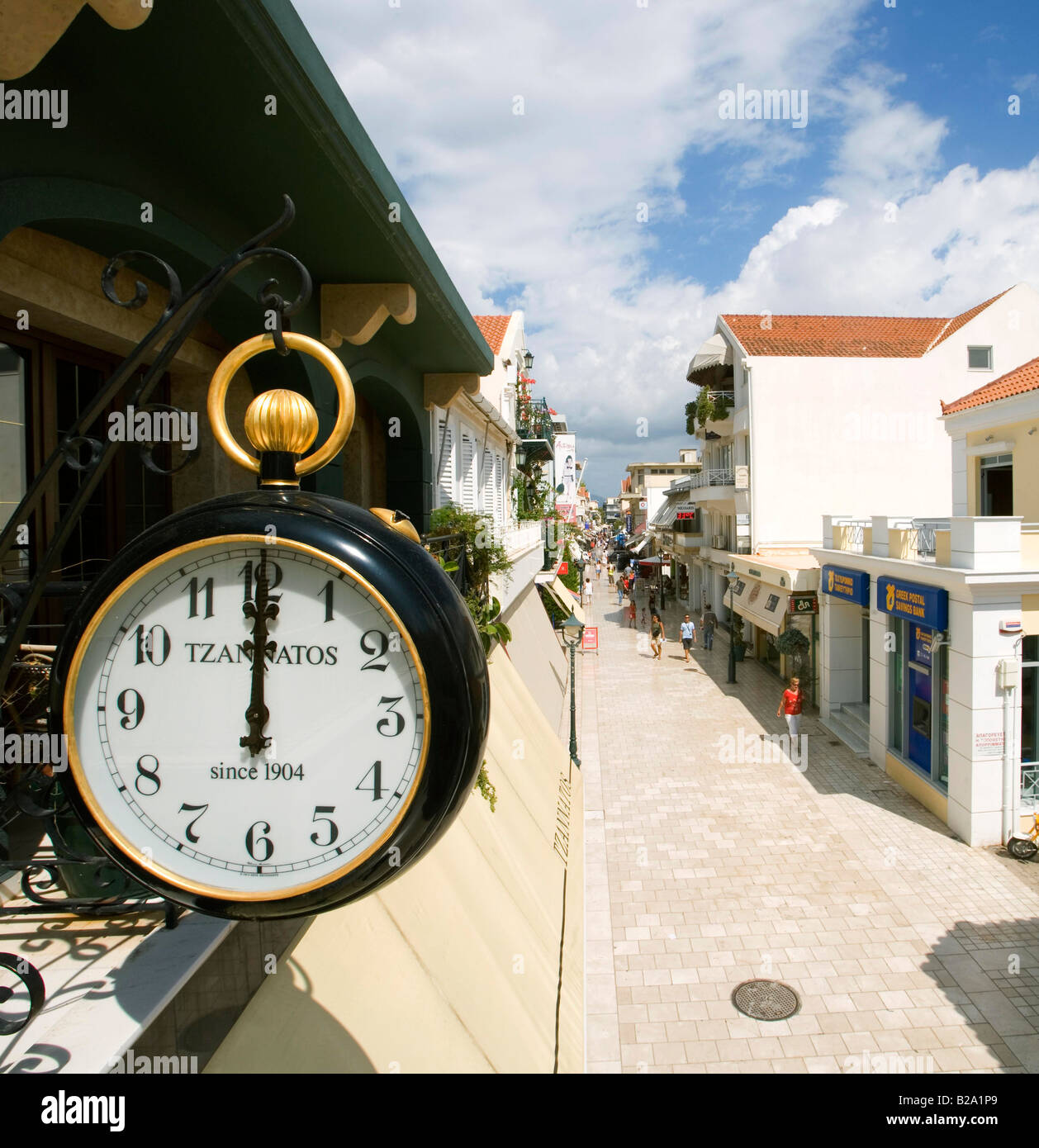Greece kefalonia Argostoli capital main shopping street Stock Photo Alamy