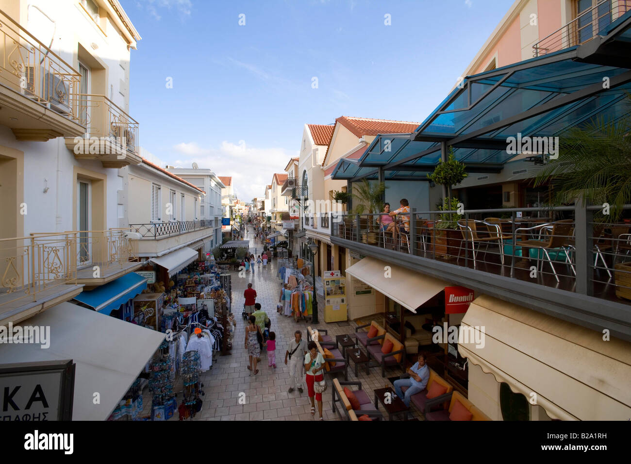 Greece kefalonia Argostoli capital main shopping street early evening