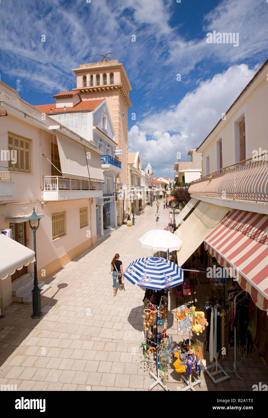 Greece kefalonia Argostoli capital main shopping street Stock Photo Alamy