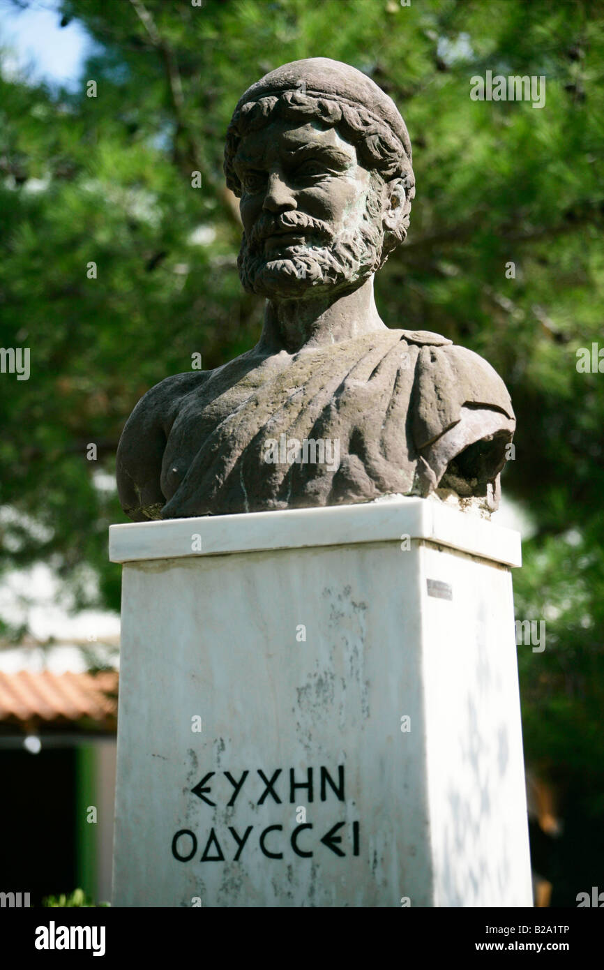 Greece Kefalonia Island of Ithaca town of Stavros statue of Oddyseus