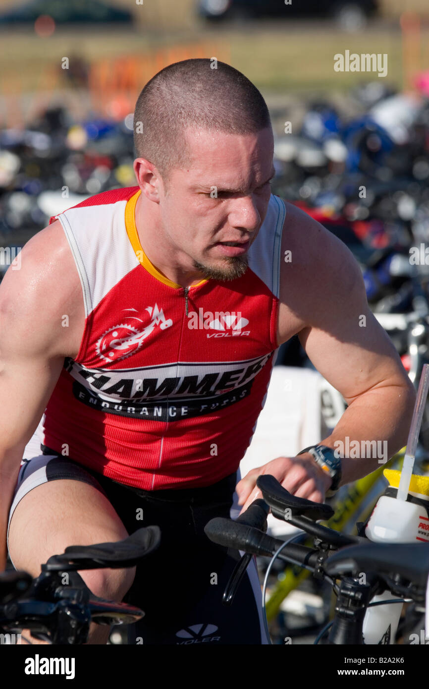 Working the Transition at the Boulder Peak Triathlon Stock Photo Alamy