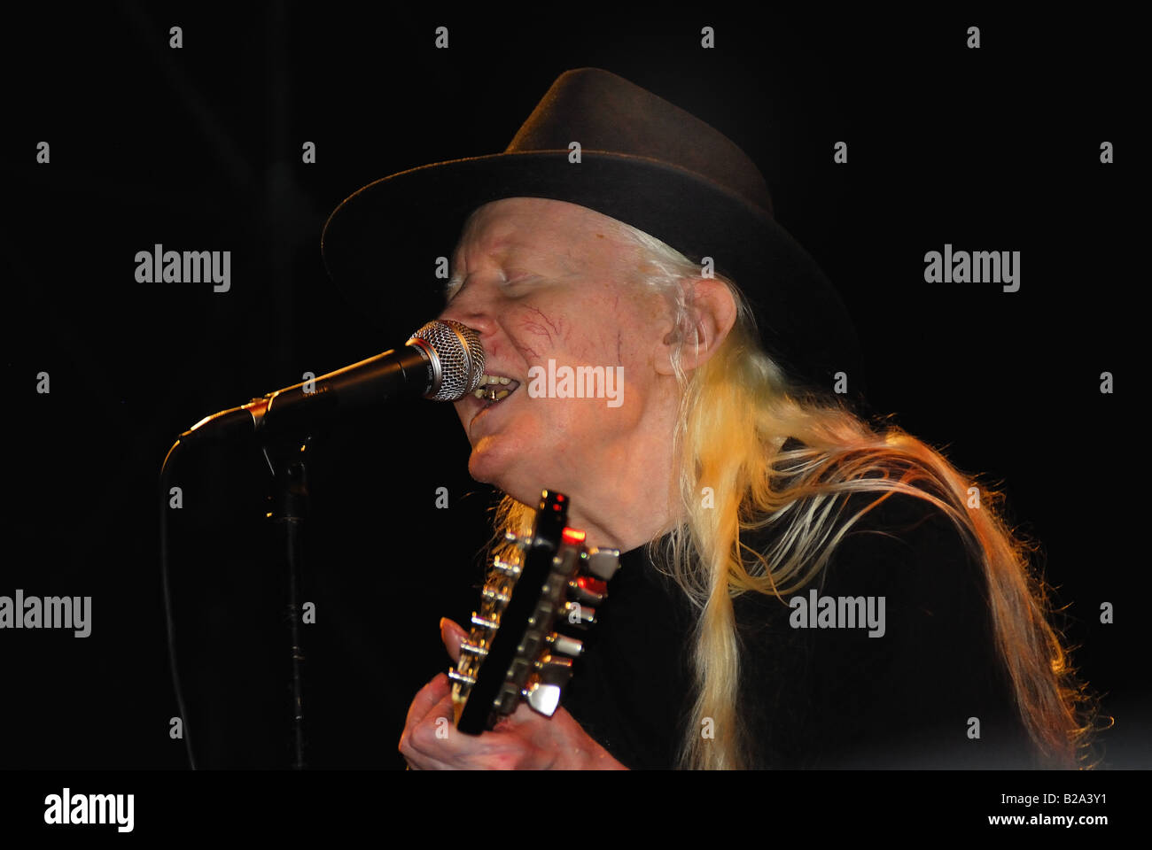 Johnny winter,the legend of the Texas blues Stock Photo