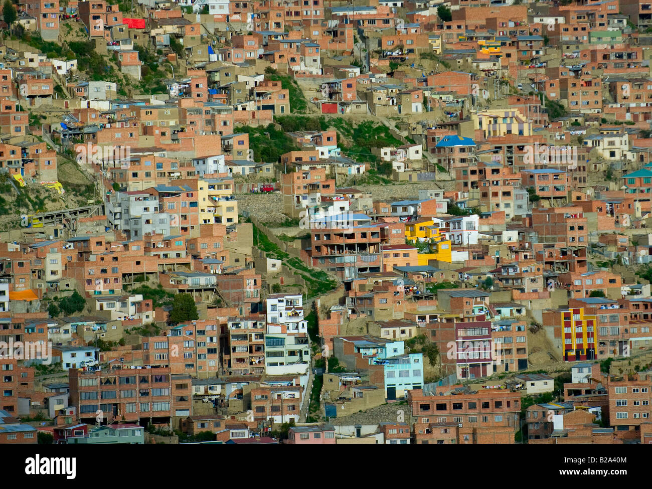 Background of houses La Paz Bolivia Stock Photo