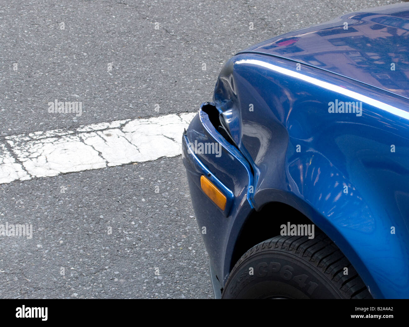 automobile with dented fender Stock Photo