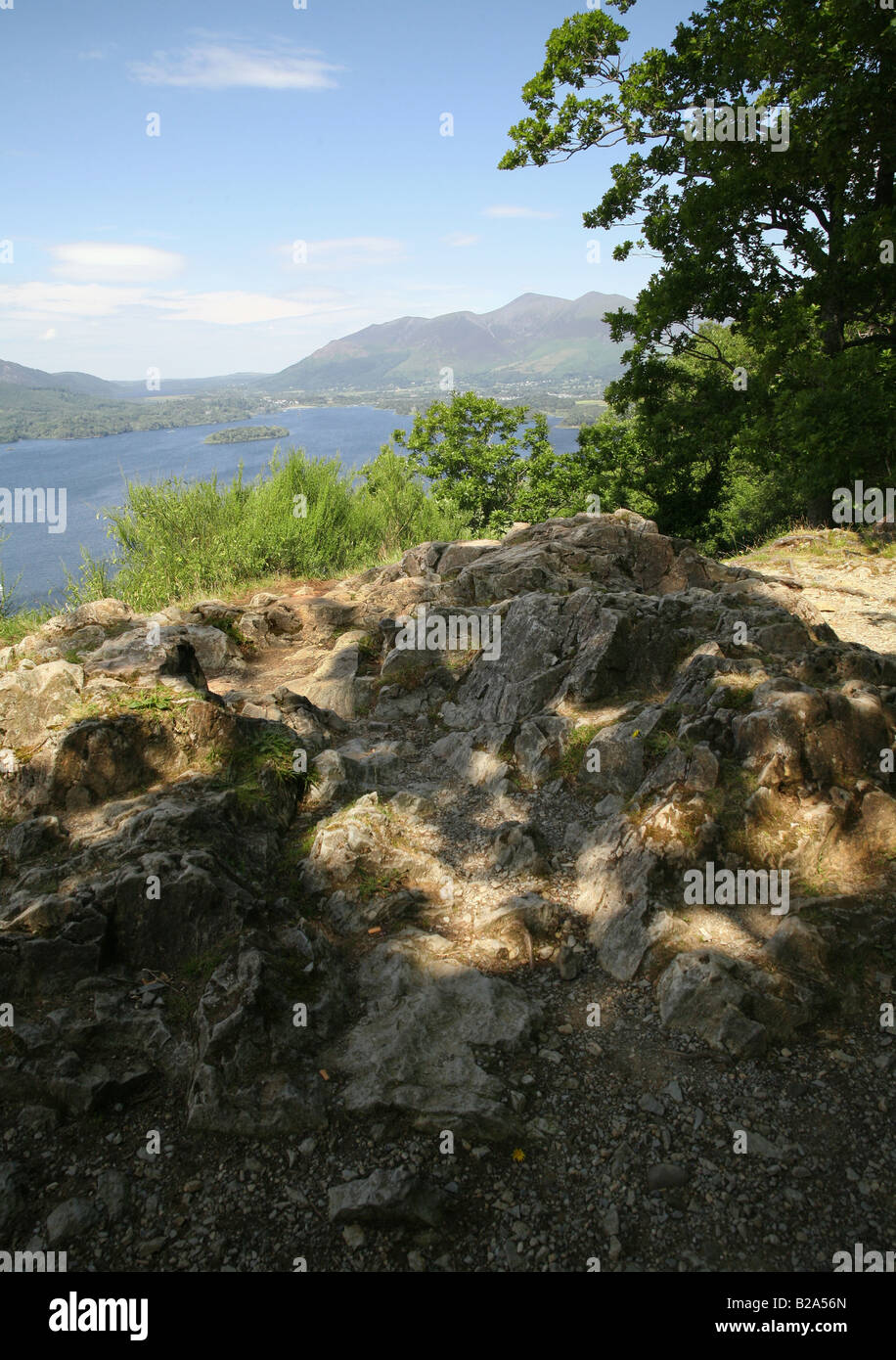 Lake District Derwent Water from nearby hills Stock Photo