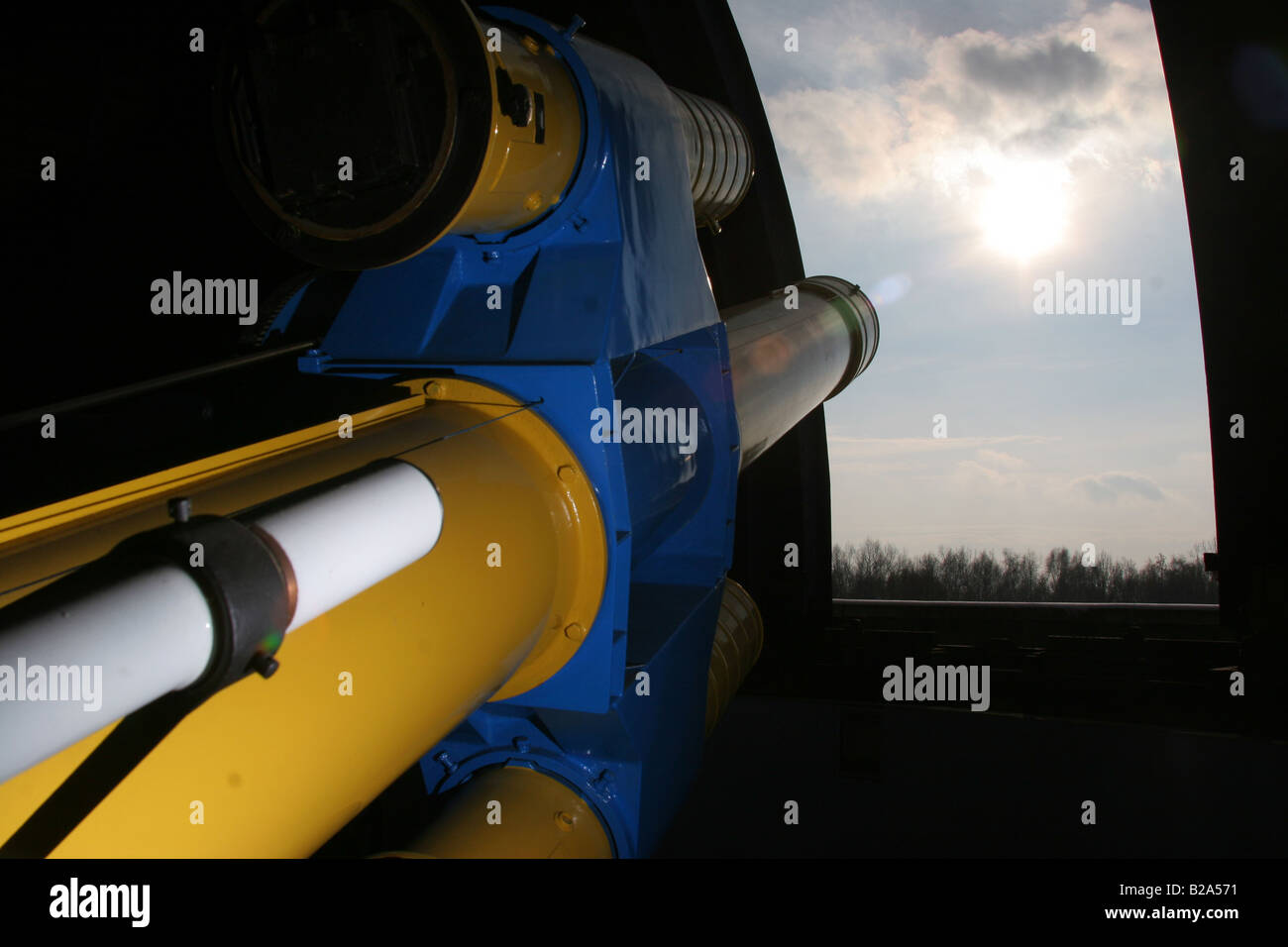 A huge telescope for watching sun. Stock Photo