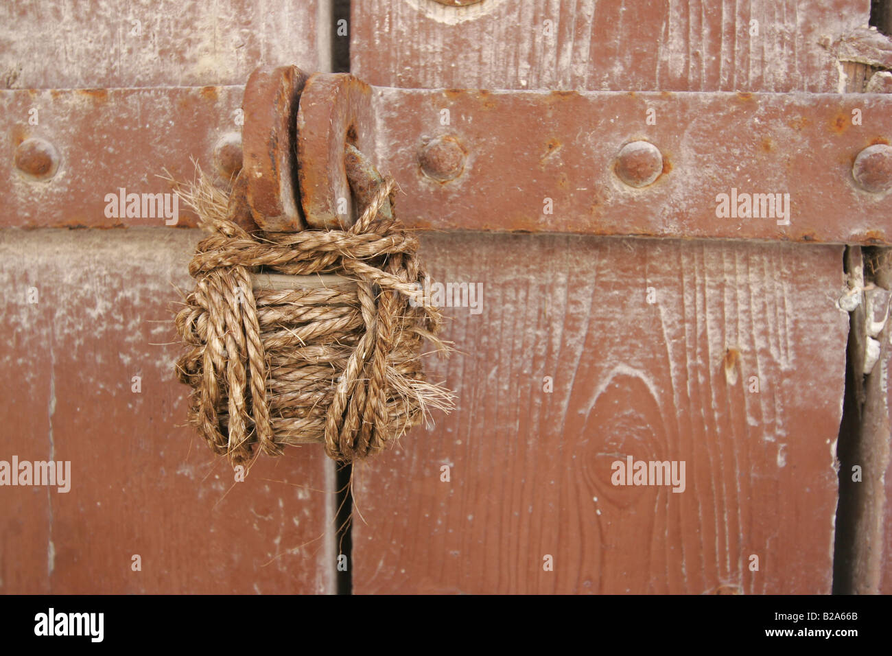 A padlock bound in string in the old capital of Malta, Mdina Stock