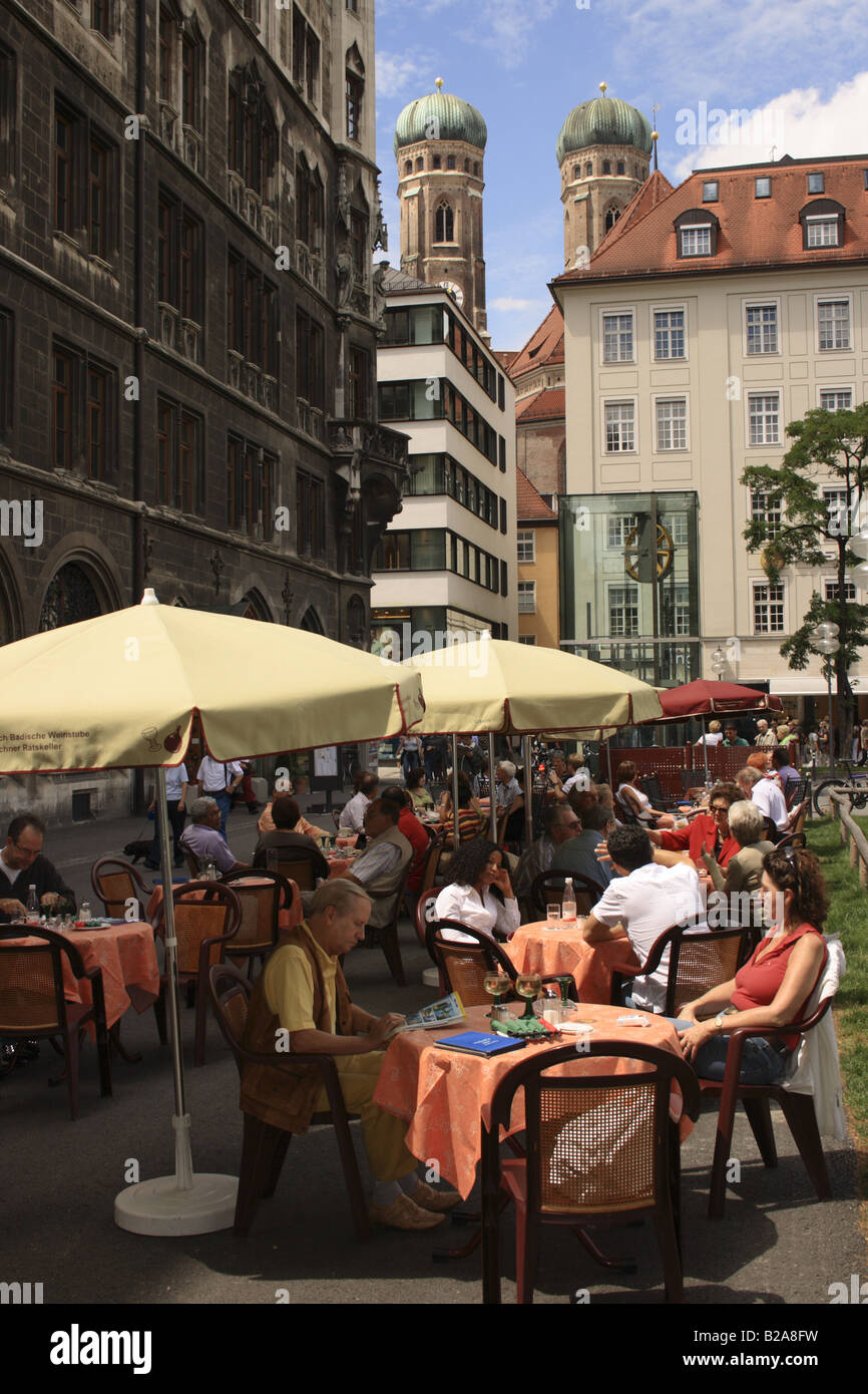 outside restaurant at Marienplatz Munich, Bavaria, Germany. Photo by Willy Matheisl Stock Photo