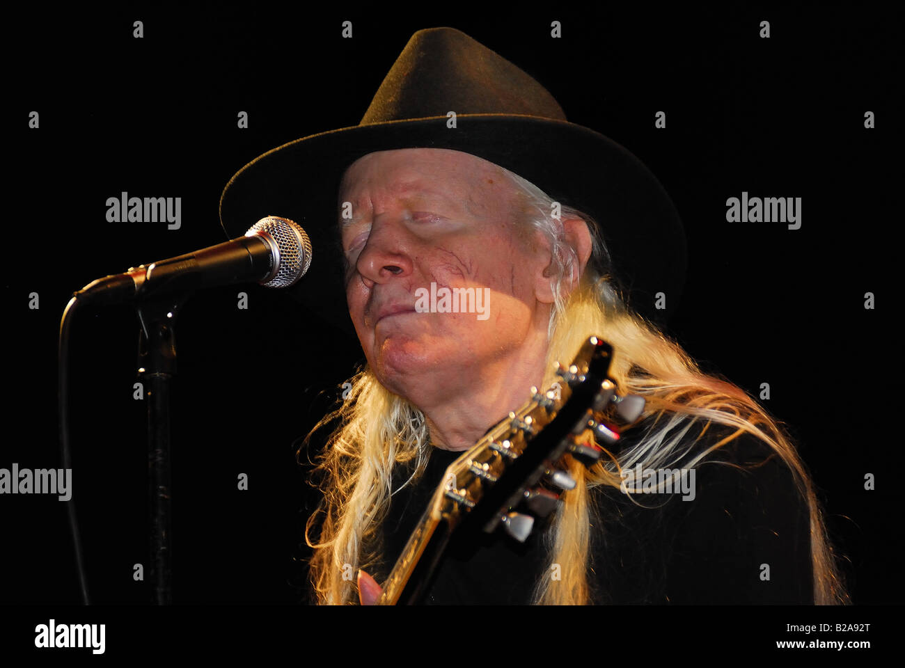 Johnny winter,the legend of the Texas blues Stock Photo