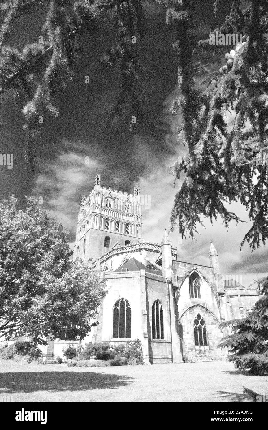 Tewkesbury's 12th century classic medieval Abbey Stock Photo