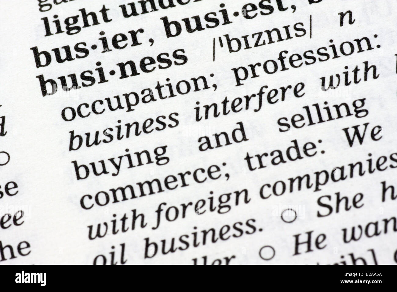 Definition of Business Stock Photo Alamy