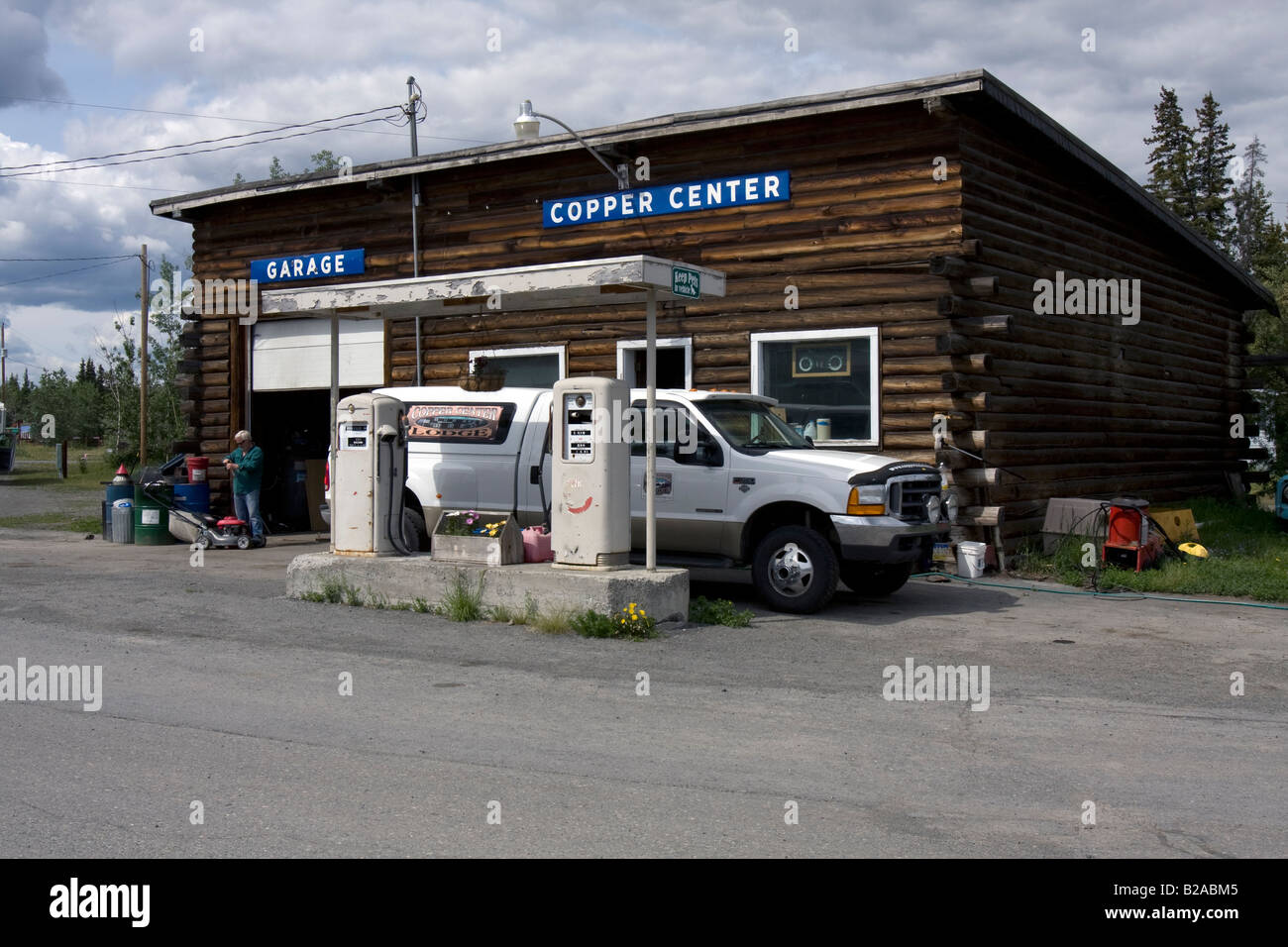 Old Patrol station in Copper Center, Alaska. Stock Photo