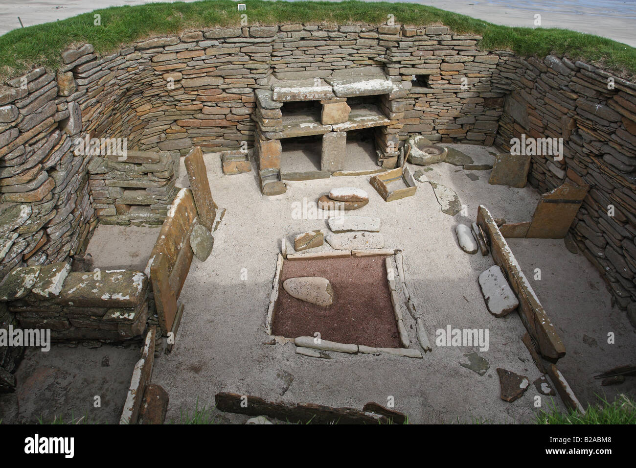 SKARA BRAE STONE AGE HOUSES ORKNEY LAY OUT OF HOUSE Stock Photo