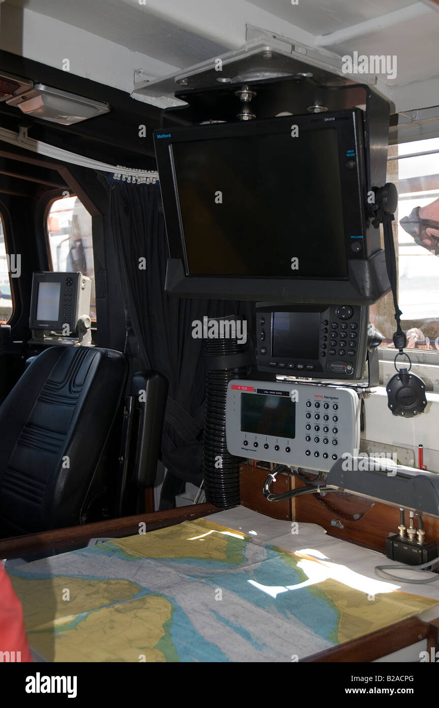 navigation area aboard a Tyne class lifeboat Stock Photo