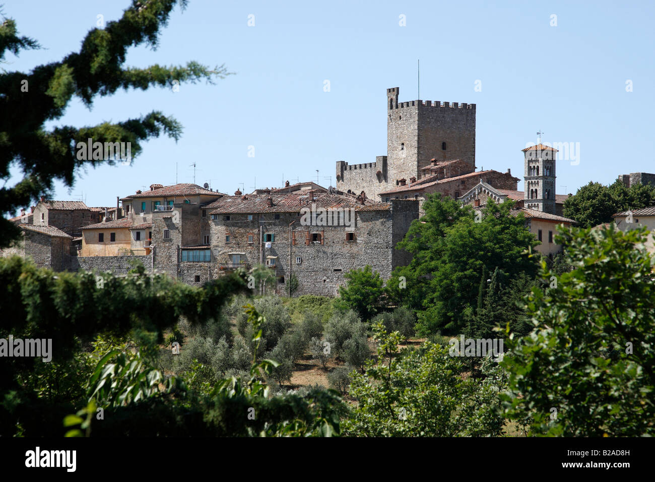 view of the hill town of castellina in chianti tuscany italy europe Stock Photo