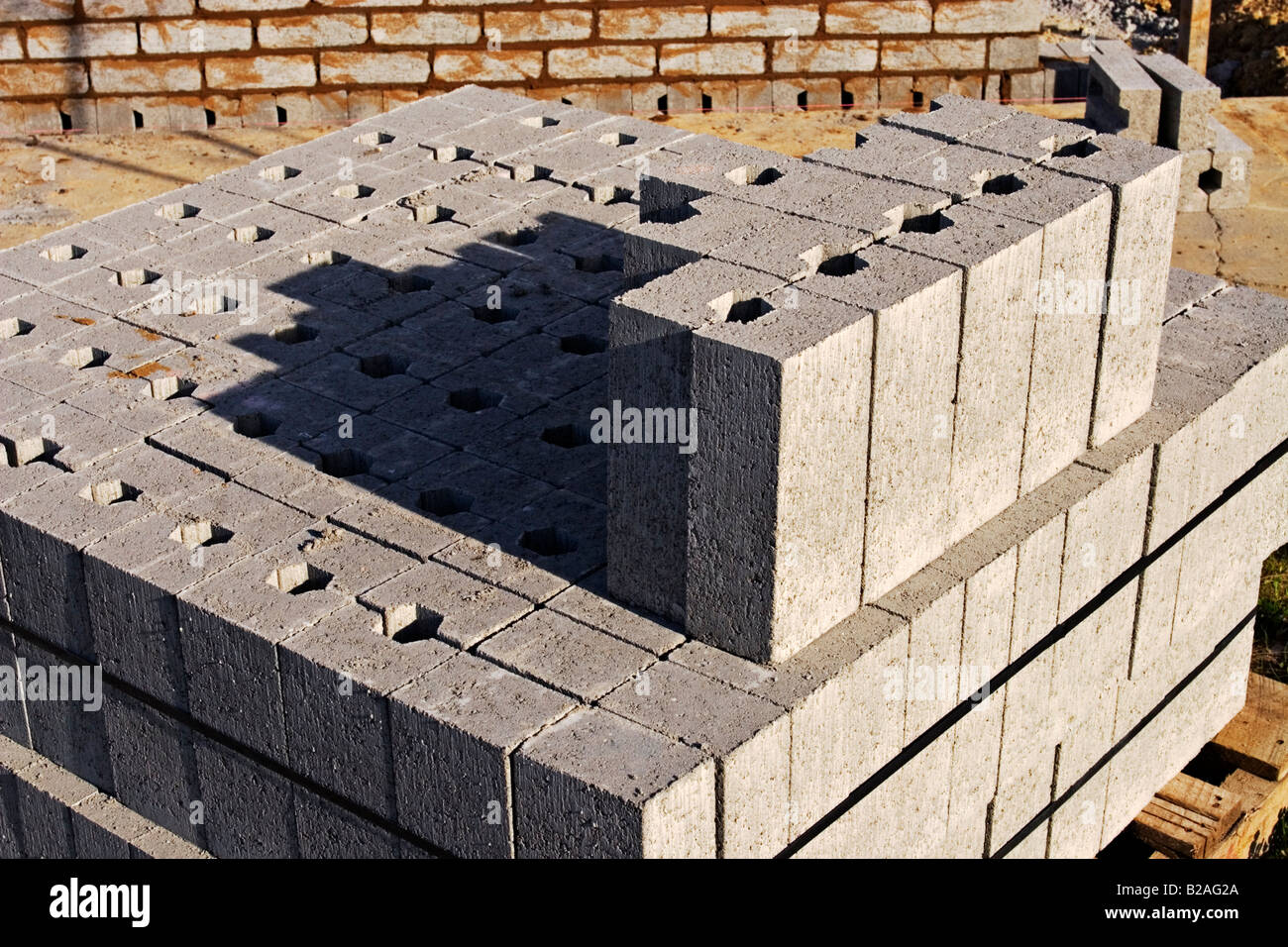 Residential Construction / A Pallet of Bricks on a building site.Melbourne Victoria Australia. Stock Photo