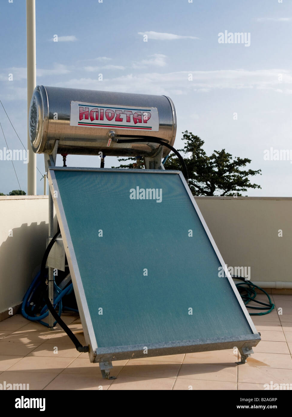 Roof mounted solar panel for domestic water heating Stock Photo - Alamy