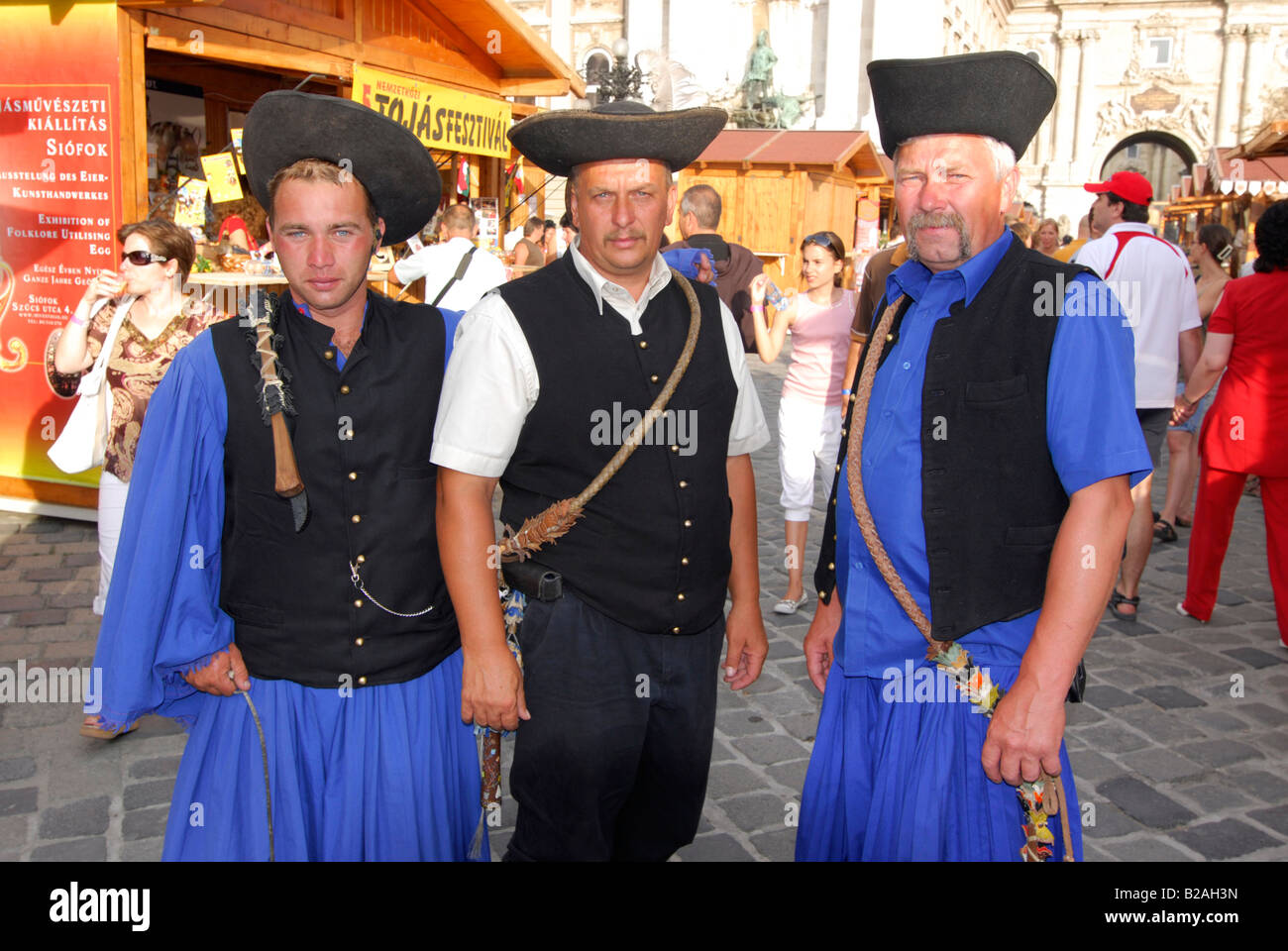 Hungarian Wranglers in Traditional Costumes Gastronomy Festival Castle District Budapest Hungary Europe Stock Photo