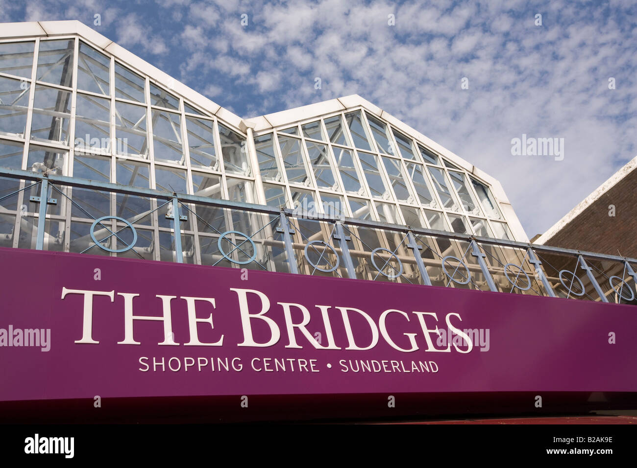 UK Tyne and Wear Sunderland Bridges Shopping Centre sign Stock Photo Alamy