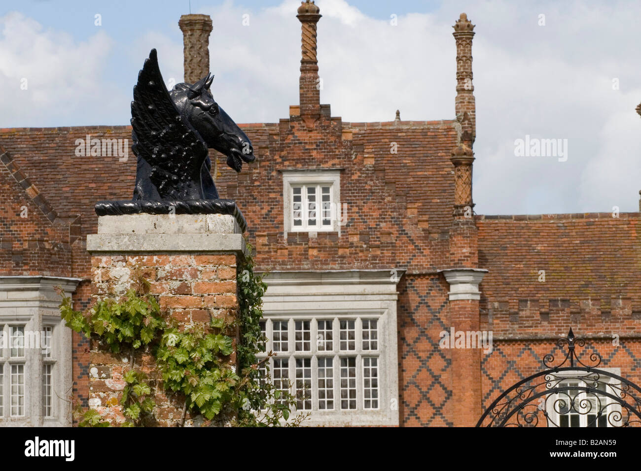 Helmingham Hall is a moated Tudor building in Suffolk Stock Photo