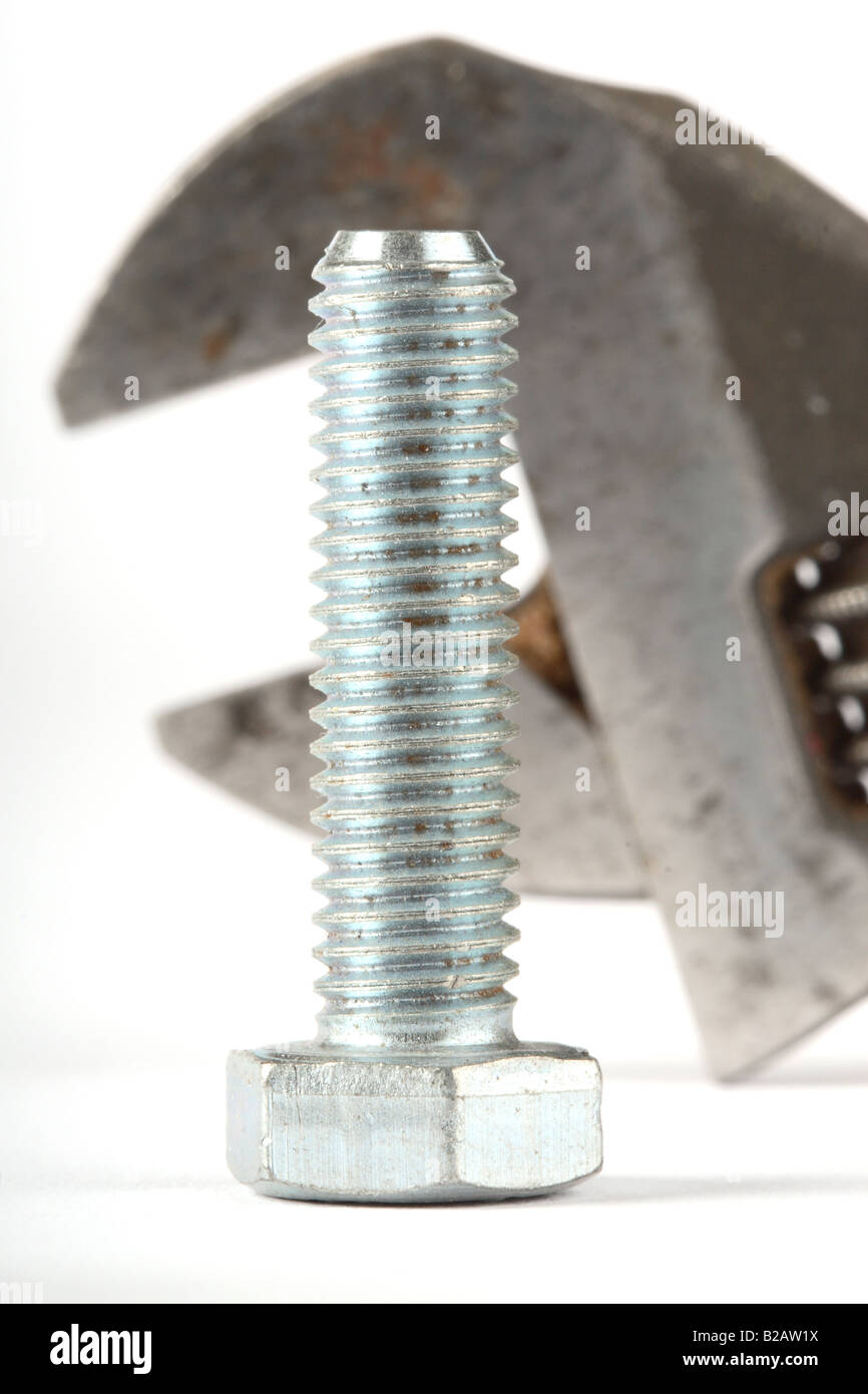 Bolt and adjustable spanner Stock Photo Alamy