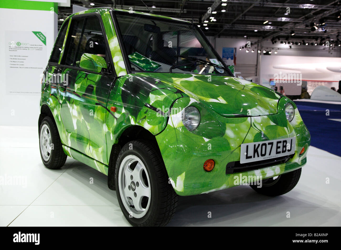 G-Wiz i electric car on display at the 2008 London Motor Show.One of only five  limited edition vehicles  decorated by Ella Dora Stock Photo
