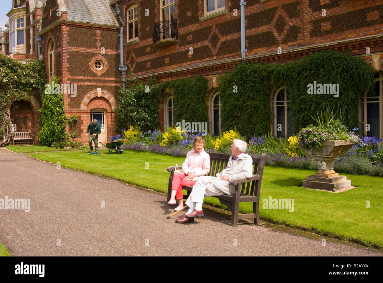 Elderly People Enjoy The Views At Sandringham House,Sandringham Estate,Sandringham,Norfolk,England,uk (Retreat Of HM The Queen) Stock Photo