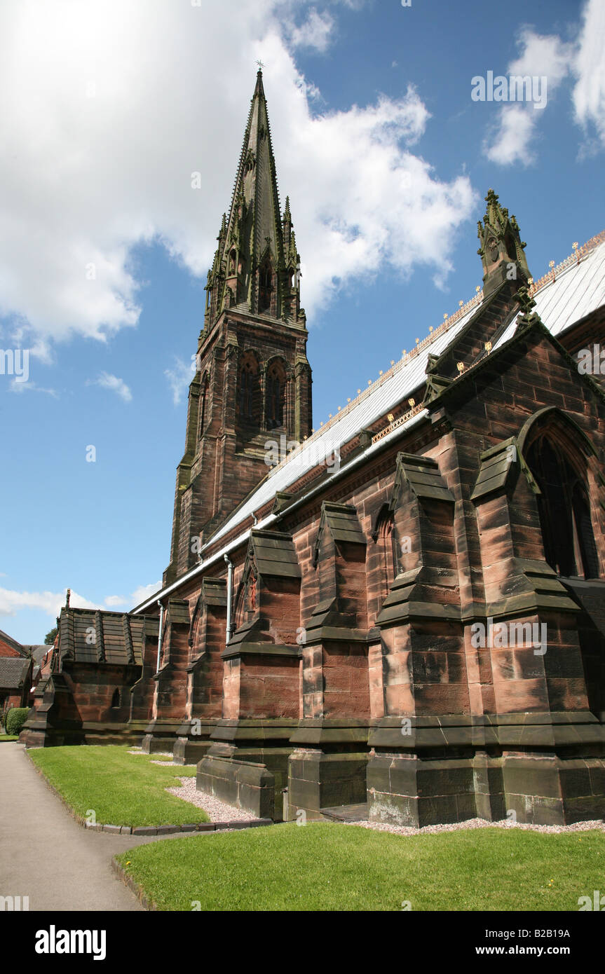 The Pugin designed St Giles' Giles parish church Cheadle Staffs Stock