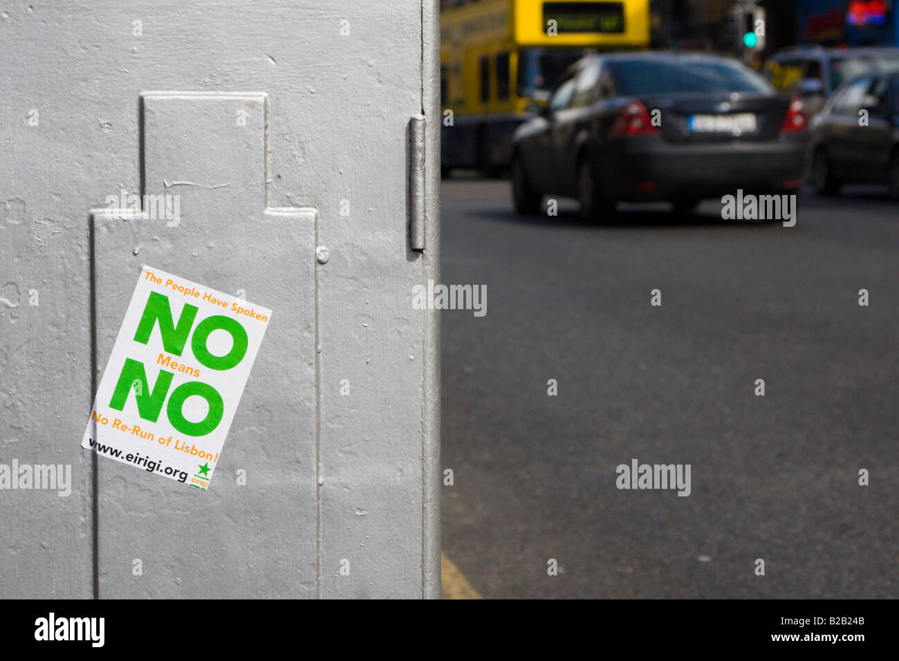 No means no sticker referring to the Lisbon Treaty Dame Street Dublin Ireland Stock Photo