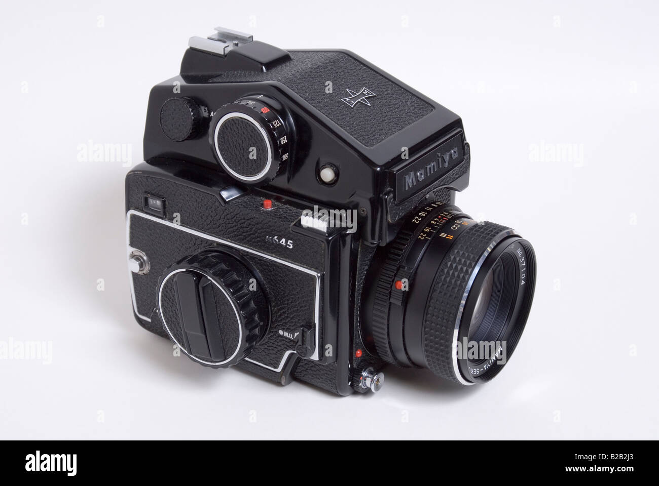 Mamiya M645 Medium Format Film Camera With Standard 80mm Lens Attatched Stock Photo
