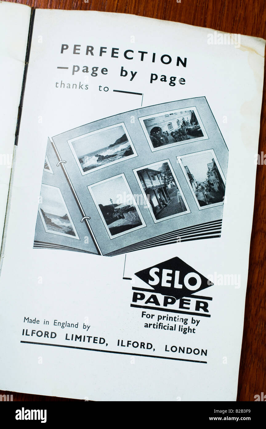 An advertisement for Ilford photographic paper in an old photographic