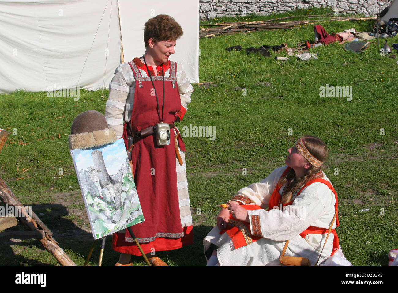Women dressed up in medieval clothes, Poland Stock Photo Alamy
