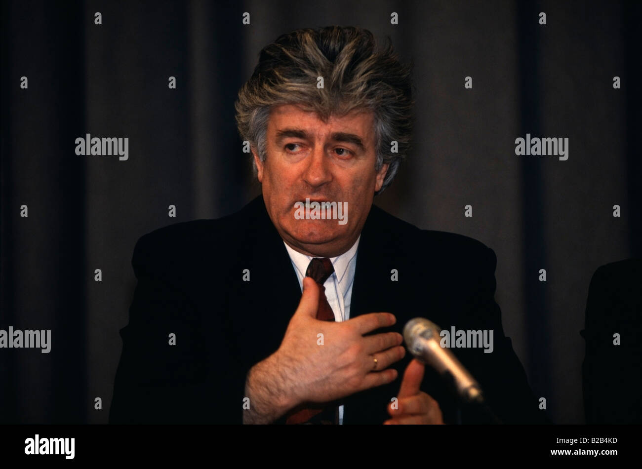 Radovan Karadzic, former Bosnian Serb leader, was convicted of crimes against humanity by a United Nations tribunal, 3/24/2016 Stock Photo
